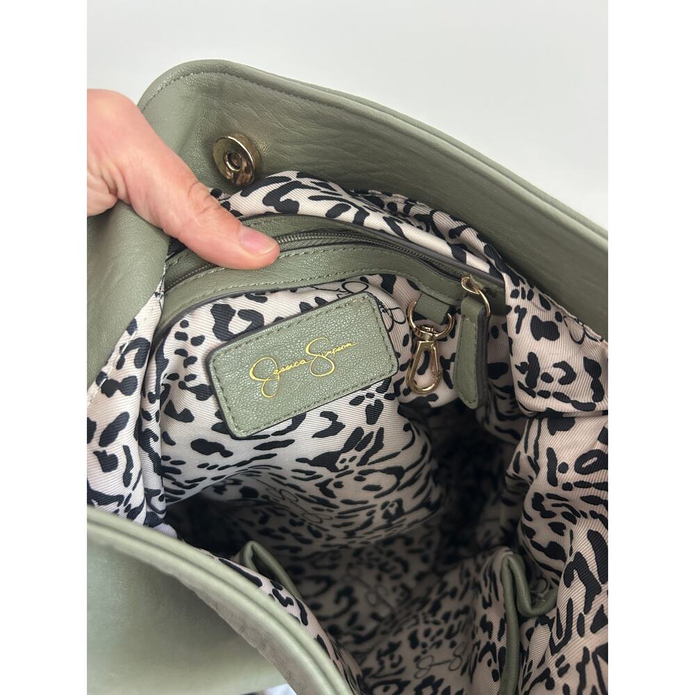 Jessica Simpson Camille Olive Studded Hobo Bag Gold Chain Detail - Picture 6 of 11